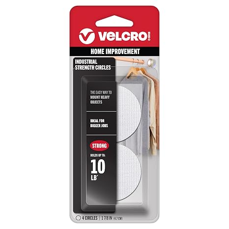 VELCRO Brand Industrial Strength Circles, White, Large 1-7/8in, 4 Sets