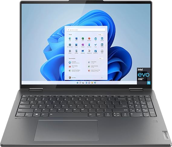 Lenovo 2022 Yoga 7i 2-in-1 16" 2.5K Touch Premium Laptop | Intel Core i5-1240P | Backlit Keyboard | Fingerprint | Windows 11 | with Stylus Pen Bundle (Gray, 8GB RAM | 256GB SSD)