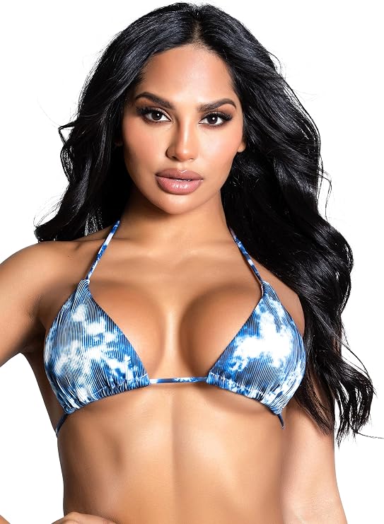 Yandy Tempting Tie Dye Swimsuit Bikini Top, Adjustable Triangle Cups, and Tie Back Closure