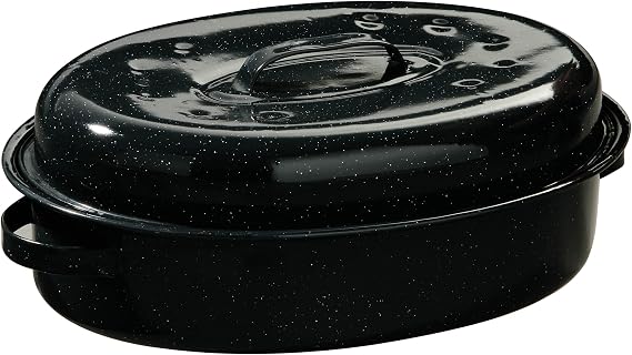 Premier Housewares Oval Casserole Dish - 42 cm, Black Speckled