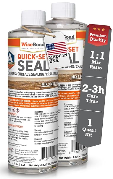 WiseBond Quick Set Seal Epoxy Resin Wood Sealer, Fast Curing 1-Quart Kit