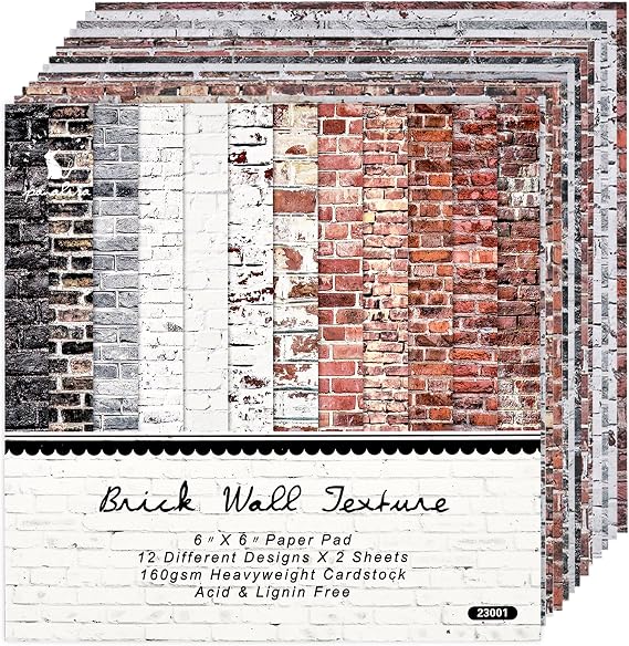 6x6 Scrapbook Paper Pad 24 Sheets Brick Wall Texture Paper