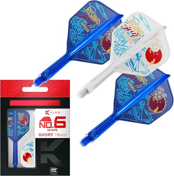 TARGET Japan K-Flex Rising Sun Haruki Muramatsu No.6 KFlex Dart Flights and Shafts | Pack of 3 K Flex Player Edition Accessories | KFlex Dart Shafts, Lengths: Short, Intermediate, Medium