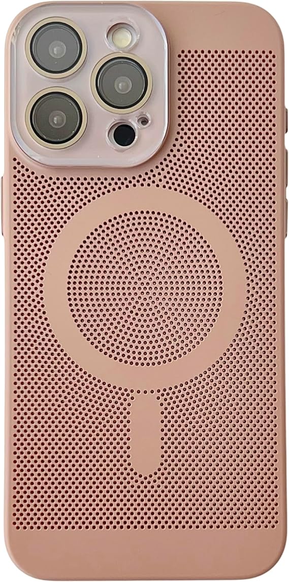 Caseative for iPhone 13 Case, Brown | Heat Dissipation Breathable Hollow Mesh Magnetic Compatible with MagSafe Wireless Charging