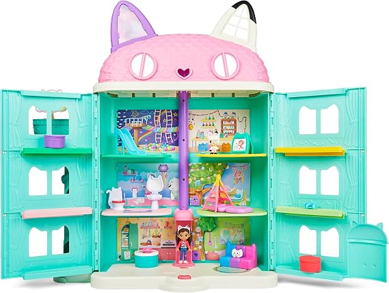 Gabby's Dollhouse Over 60 cm Large Purrfect Dollhouse with Gabby and Panda Paw Figure 8 Pieces of Furniture 3 Accessories 2 Surprise Boxes and Sounds Gift for Children from 3 Years