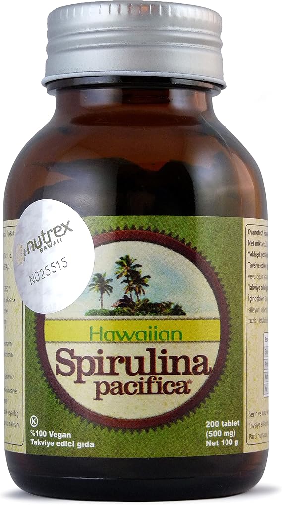 Hawaiian Spirulina Pacifica - 200Tabletx500mg - Net:100g Cam Kavanoz Hawaii'den Spirulina Raw Vegan SuperFood TETT:28.01.2028