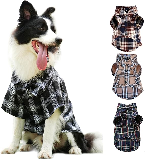 Pet Shirt Clothes for Dogs and Cats, Puppy Plaid Cotton Polo Shirts Adorable Casual Pet Apparel T Shirts (Black&White, XX-Small)