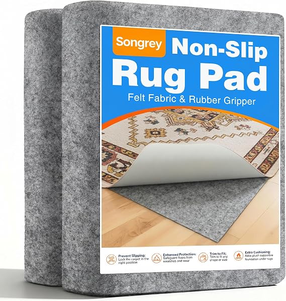 Songrey 8'x10' NonSlip Rug Pad, 1/8" Thick Cushioned