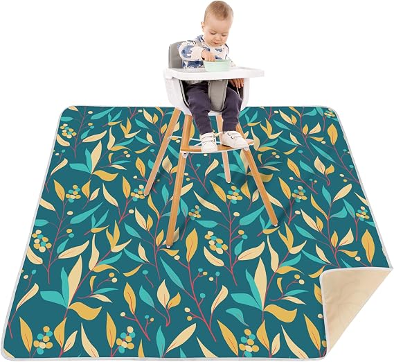 Welspo Baby Splat Mat for Under High Chair, Green, 51" X 51"