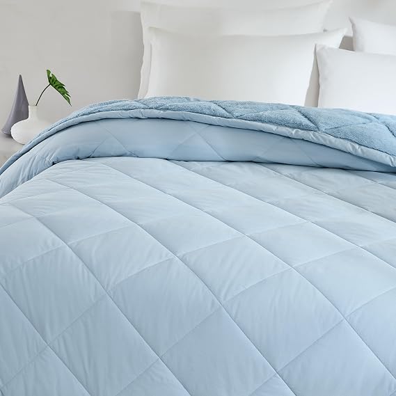 DOWNLITE Cloud TopTM Primaloft Plush Blankets & Throws (Foggy Blue, King 108 x 90)