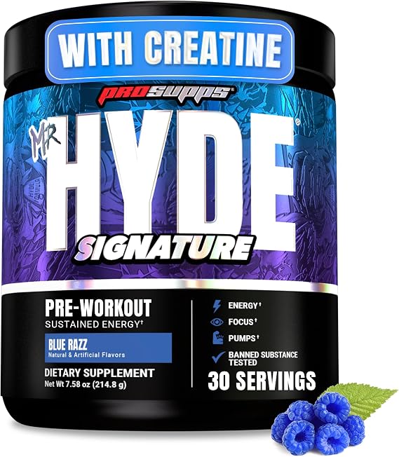 ProSupps Mr. Hyde Signature Pre Workout Powder with Creatine, Blue Razz