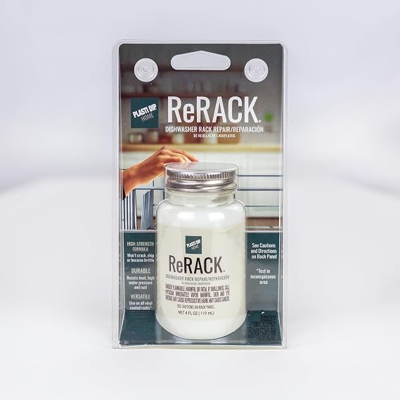 Plasti Dip ReRACK 4 oz White Dishwasher Rack Repair Coating Flexible Rubber Touch-Up Paint for Rusted Racks, Waterproof, Heat-Resistant, Easy Brush-On Application
