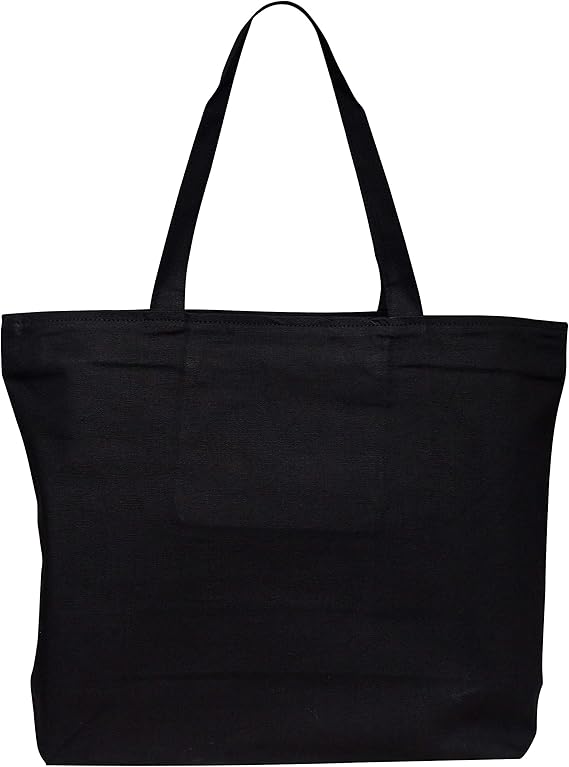 TBF Heavy Canvas Large Tote Bag with Zippered Closure for Beach, Grocery Shopping, Travel Bags