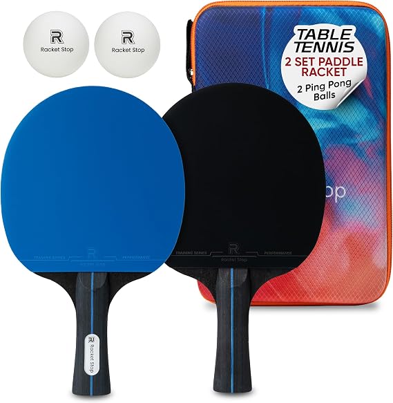 Flow Table Tennis Set 2 Performance Ping Pong Paddles with 2 Balls Balanced Control, Spin & Speed Multi-Ply Wood Blades Indoor & Outdoor Play Recreational to Intermediate Players