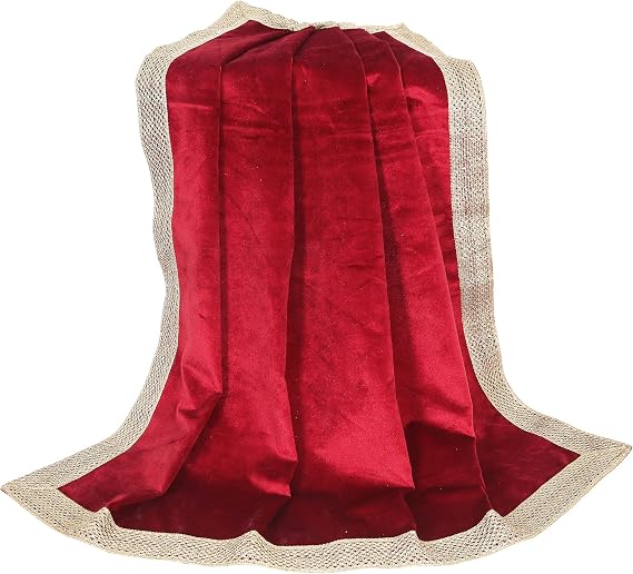Indian Consigners Small Solid Color Velvet Cloth for Multipurpose Use (Red)