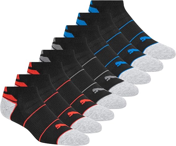 PUMA Kids' Low Cut Extra Cushion & Arch Support Socks (8-Pack)