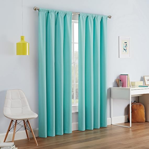 Eclipse Kendall Blackout Rod Pocket Curtain, 42x63, Pool
