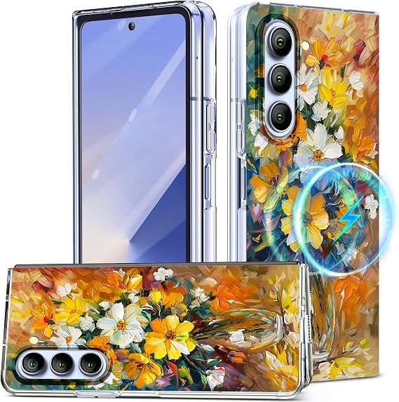 for Galaxy Z Fold 6 Case with Slim,Magnetic, Oil Painting Bouquet