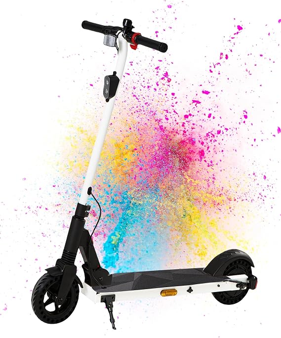 QnQ Electric Scooter 500W Peak Motor, 15.5 Miles Range & 15 MPH, 8" Flat-Free Tires, UL Certified, Foldable Electric Scooter for Adults, Teens and Big Kids (White)