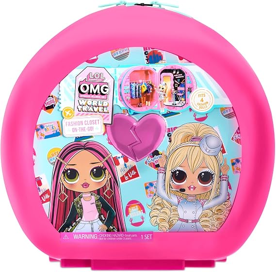 LOL Surprise OMG World Travel Fashion Closet On-The-Go - Rolling Storage Case with Accessories & Backdrops - Fits 4 Fashion Dolls & Doll Accessories - Collectable - Great Gift For Kids Ages 4+