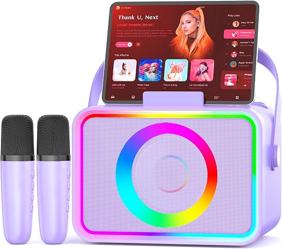 Karaoke Machine for Kids Adults,Bluetooth Speaker 2 Wireless Microphones