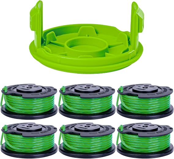 Greenworks 0.080" Single Line Auto-Feed String Trimmer Spools (6-Pack) + Replacement Spool Cover