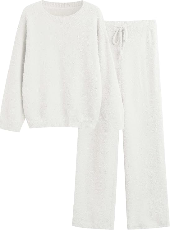 GKBK Lounge Sets for Women 2 Piece Fuzzy Fleece Pajamas Long Sleeve Oversized Lounge Set 2026 Fall Winter Trendy