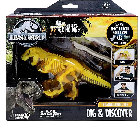 Jurassic World Mr DNAs Dino Dig Tyrannosaurus Rex (T-Rex) Clash Edition - Slimy Amber Gel Dig and Discover 1 of 6 Iconic Movie Props to be Discovered Become a BioSyn Lab Engineer