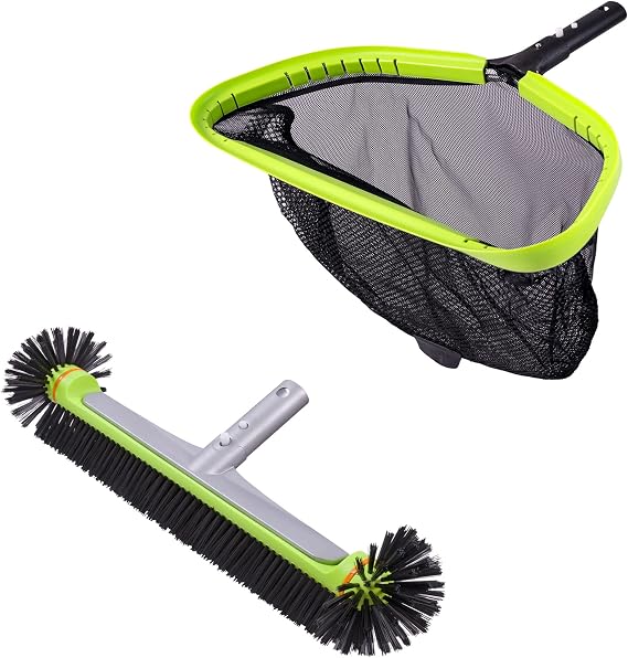Sepetrel Professional Double-Layer Rake & Heavy Duty Round Pool Brush