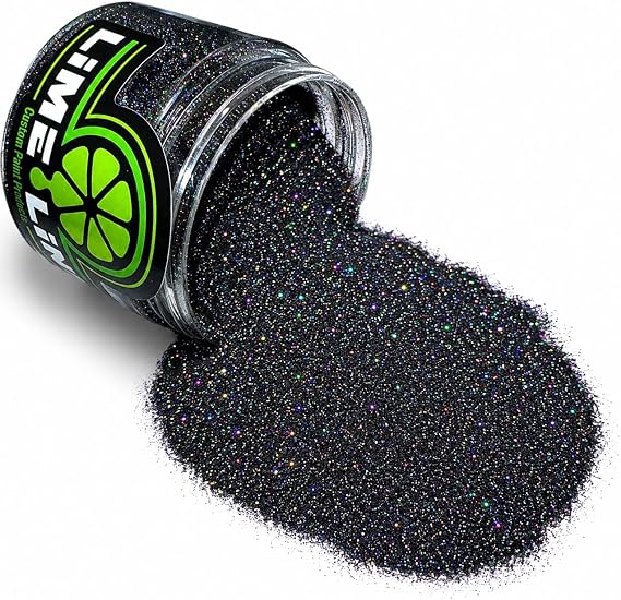 LiME LiNE Sprayable Metal Flake Paint Additive: Solvent Resistant Glitter for Automotive Custom Painting (Black Iridescent)
