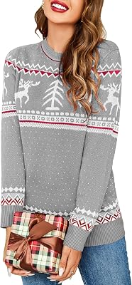 Womens Ugly Christmas Sweater Christmas Tree Reindeer Pullover Jumper S-XXL