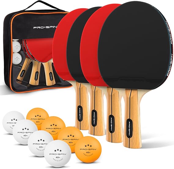 PRO-SPIN Table Tennis Bats - High-Performance Set with Premium Table Tennis Rackets, 3-Star Balls, Compact Storage Case | Professional Quality Ping Pong Paddle