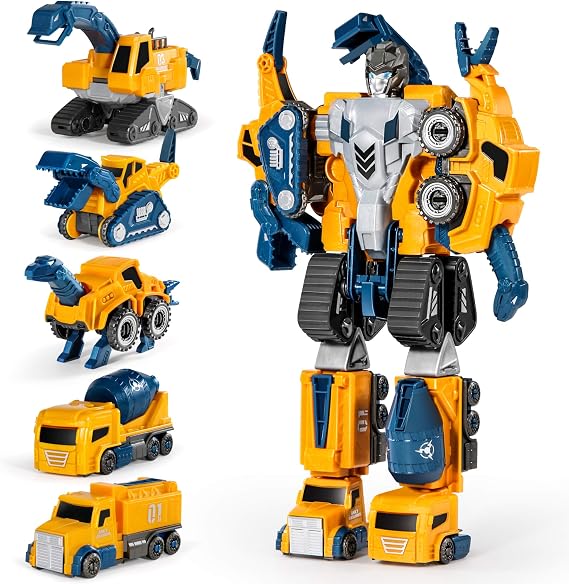 MIEBELY 5 in 1 Magnetic Transforming Robot Toys for Kids Ages 3-6