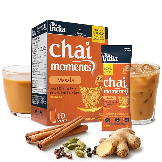 Tea India Chai Moments Masala Chai Instant Latte Powder, 10 Packets