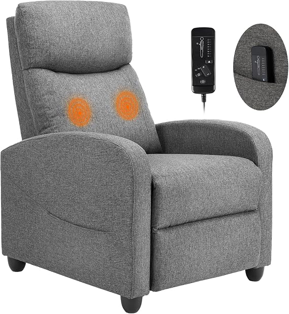 Sweetcrispy Massage Recliner Chair for Adults, Adjustable Home Theater Seating with Lumbar Support, Modern Small Recliners for Small Spaces, Dark Grey