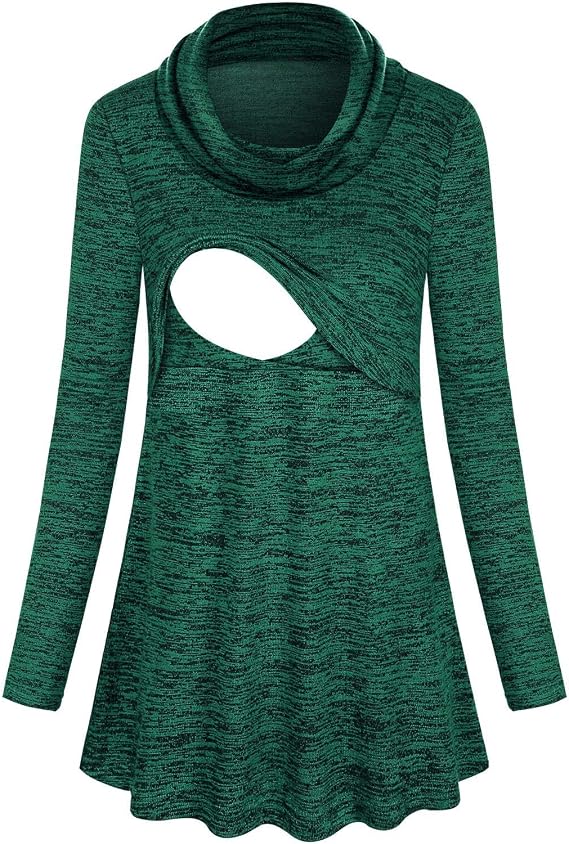Joymom Maternity Warm Cowl Neck Nursing Sweatshirt Breastfeeding Tunic Tops
