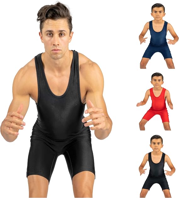 Wrestling Singlet Black Navy Red & Teal Youth Adult Wrestling Uniform Lightweight Gear Sizes 4XS5XL