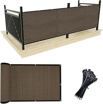 UPGRADE Balcony Privacy Screen Fence Commercial Shade Cover 3 x 16 with Ties Durable and UV Resistant Perfect for Deck Patios-Mocha, Customizable