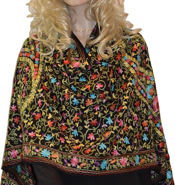 Women's Embroidery-Dress Shawl-Head Wrap-it's a wrap-Keffiyeh-Mens Scarf-Pashmina-Blanket-Silk-Shemagh-Hand Embroidery