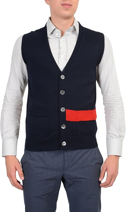 Golden Goose Deluxe Brand Men's Blue V Neck Vest Size US S IT 48