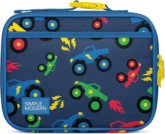 Simple Modern Kids Lunch Box & Insulated School Lunch Bag | Monster Truck | Hadley Cute Lunch Box for Girls, Boys, Toddlers | Fits Bento Box, Lunch Containers | Small Lunch Bag | Monster Truck Rally