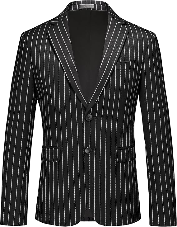 MOGU Mens Striped Sport Coat Slim Fit Pinstripe Blazer Suit Jacket for Men, Business Casual Dress Coat