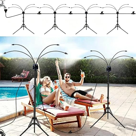 5.25FT Standing Misters for Outside Patio, Adjustable Misting System, Eco-Friendly Outdoor Mist for Backyard, Garden, Pool, BBQ