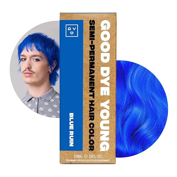 Good Dye Young Semi-Permanent Hair Color, Blue Hair Dye, 5 FL OZ, Blue Ruin