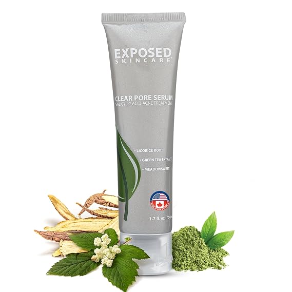 Exposed Skin Care, Clear Pore Serum with 1% Salicylic Acid for Sensitive and Oily Skin Gently Clears Blackheads, Minimizes Pores and Reduces Excess Oil Natural, Non-toxic and Cruelty Free