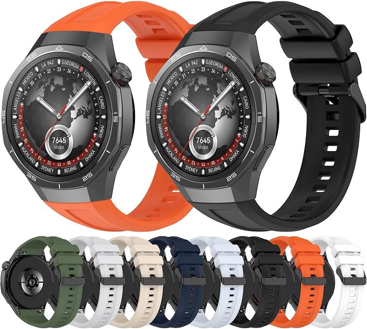 FitTurn Compatible with Huawei Watch GT5 Pro 46MM Band, Soft Silicone Adjustable Sport Strap Replacement Wristband Strap Accessories for Huawei Watch GT5 46MM