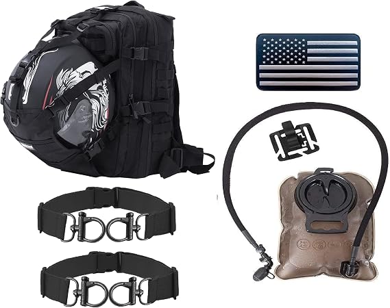 Seibertron helmet backpack Black+2 straps Black+2L hydration bladder+ Patch