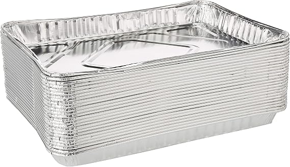 Pack Of 25 1/4-Size (Quarter) Sheet Cake Aluminum Foil Pan Extra Sturdy and Durable Great for Bake Sales, Events and Transporting Food - 12-3/4" x8-3/4 x 1-1/4"