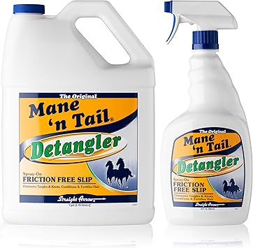 Mane n Tail Detangler 32oz Sprayer and Refill Gallon, Eliminates Knots & Conditions Hair for Horses & Dogs