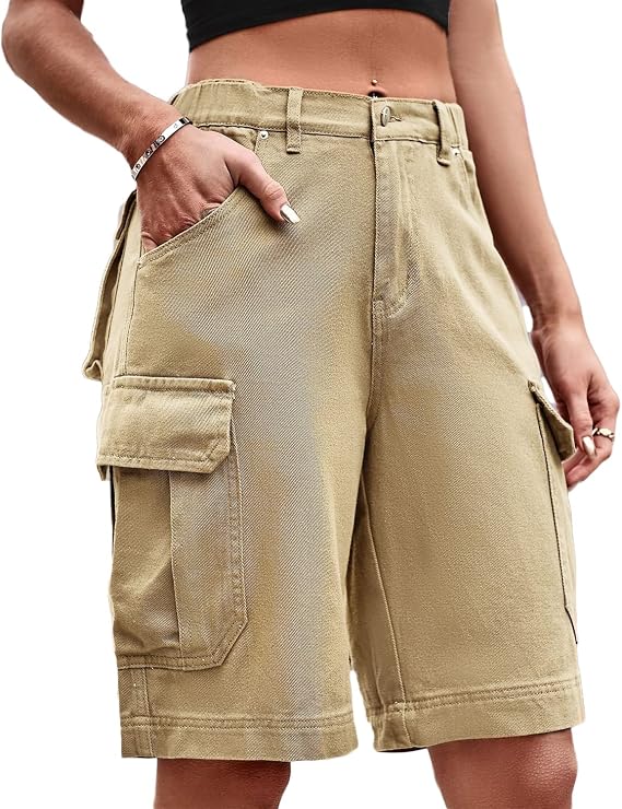 Women's Cargo Shorts Pants High Waist Short Jeans Trousers Camouflage Jogger Pocket Sweatpant Casual Workout Short Pants